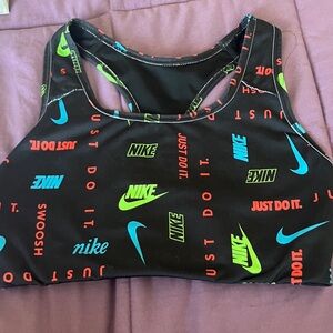 Nike Black Sports Bra with Multicolor Logo Accents